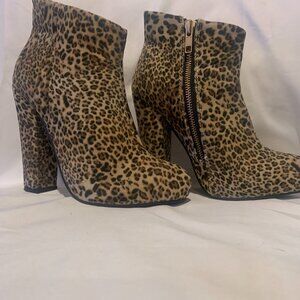 Diba Women's Black, Brown & Tan Faux Suede Leopard Booties